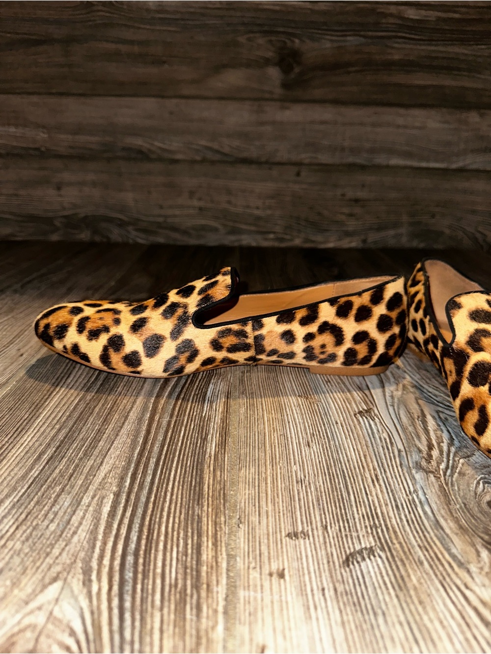 J. Crew Women’s Leopard Print Calf Hair Slip-On Loafers - Brown Flats Size 9.5 - Picture 4 of 7